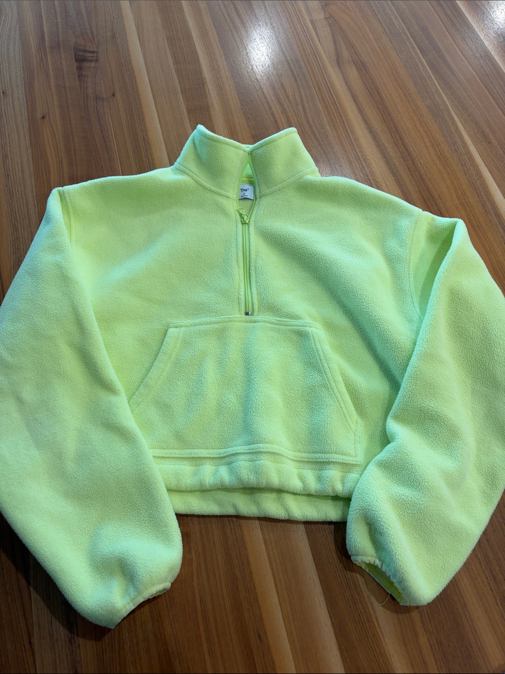 TNA Neon Lime Cowl Half-Zip Fleece Pullover - Women